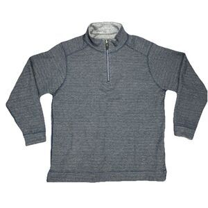 Rainforest Men's Gray Herringbone Quarter Zip Pullover Medium Sweater Blend‎